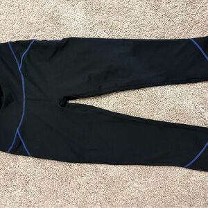 Fabletics Black Leggings with Blue Accents
